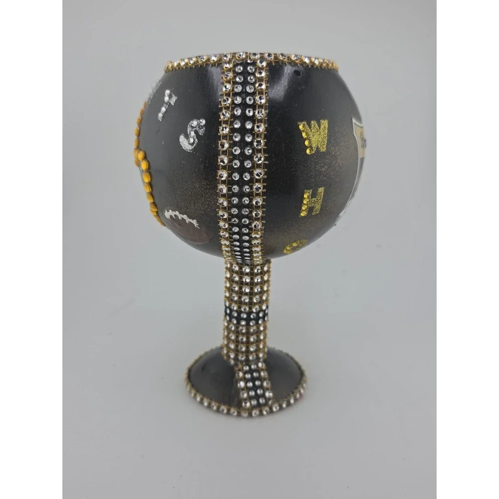 New Orleans Saints Fleur De Lis Rhinestone Goblet & Matching Zipper‎ Pouch Set